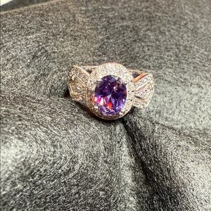 SS Amethyst Ring Size 8